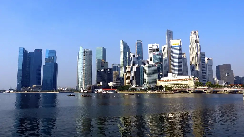 The Singapore skyline across Marina Bay